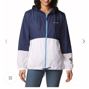 Columbia Flash Forward Full‑Zip Hooded Windbreaker Jacket Women's L Navy/White